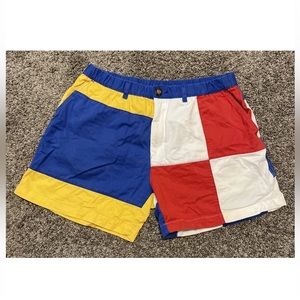 Chubbies 5” Blue Red Yellow Color Block 100% Cotton Mens Large Shorts